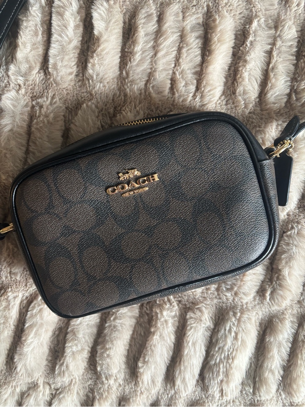 Coach Brown/Black Signature Camera Crossbody